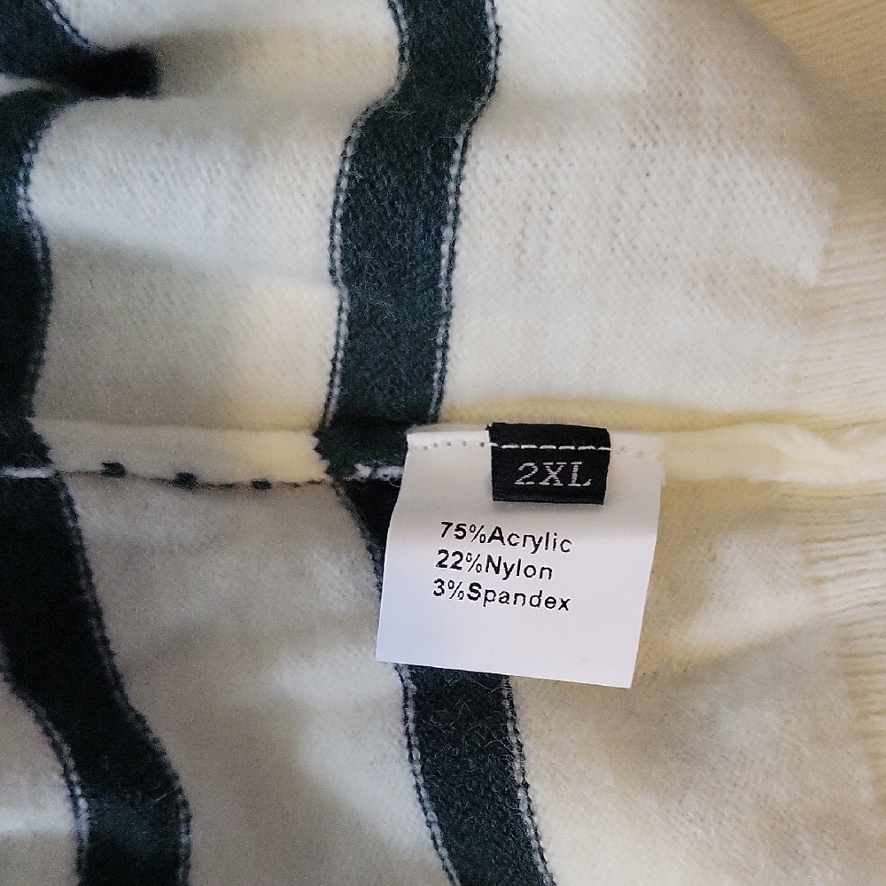 Striped Crew Neck Sweater - Green and White - NWOT - Picture 4 of 5